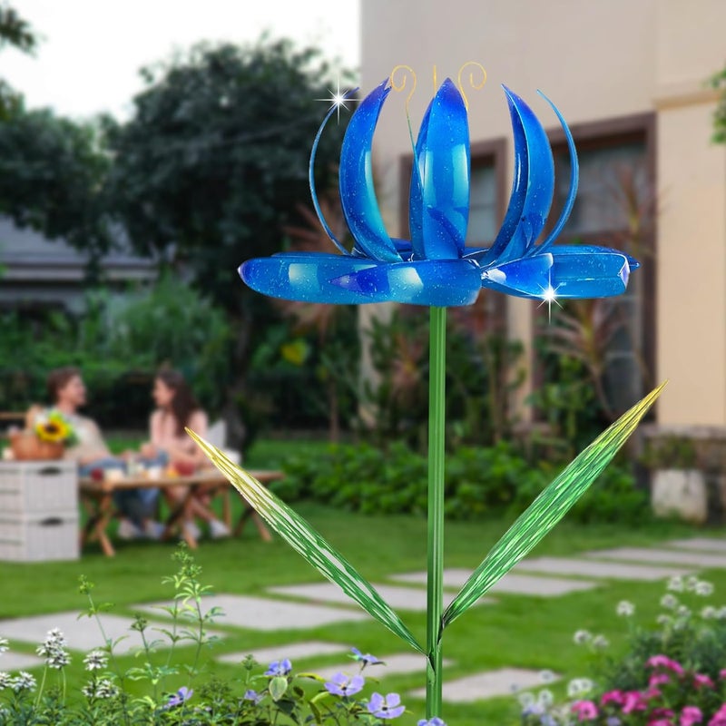 SUCUY Wind Spinners Outdoor Garden Decor, 47 inch Metal Wind Sculptures Garden Gifts for Mom, Lotus Flower Windmills for Yard Backyard Lawn Decorations - Image 5